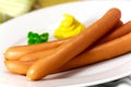 Frankfurter Sausage with mustard,parsley Royalty Free Stock Photo