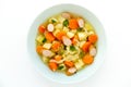 Frankfurter Sausage Stew in a Blue Soup Plate Royalty Free Stock Photo