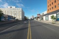 Franklin avenue, the main road, in Yellowknife, Canada, in the morning Royalty Free Stock Photo