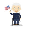 Franklin D Roosevelt cartoon character. Vector Illustration.