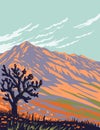 Franklin Mountains State Park with Cactus Located in El Paso Texas USA WPA Poster Art