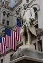 Franklin statue with american flags