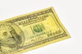 Franklin watermark on 100 bill. fragment of 100 dollar banknote with visible details of banknote reverse for design Royalty Free Stock Photo