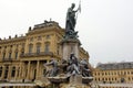 Frankonianbrunnen, sculptures decorated neo-baroque fountain, in front of the Archbishopric Palace, Wurzburg, Germany