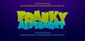 Franky comics alphabet font. Typography comic logo or movie fonts designs concept. vector illustration