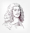 Franois de La Rochefoucauld vector sketch illustration Royalty Free Stock Photo
