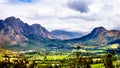 Franschhoek Valley in the Western Cape province of South Africa with its many vineyards that are part of the Cape Winelands Royalty Free Stock Photo