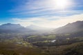 Franschhoek vineyard landscape, South africa panorama Royalty Free Stock Photo