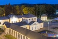 Frantisek spring pavilion and colonnade in Frantiskovy Lazne Spa at night