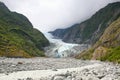 Franz Josef Glacier is a 12 km 7.5 mi long temperate maritime glacier in Westland Tai Poutini National Park on the West Coast of Royalty Free Stock Photo