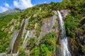 Franz Josef glacier waterfalls, New Zealand Royalty Free Stock Photo