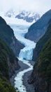 Franz Josef Glacier West Coast Glacier Descending into Temperate Rainforest Royalty Free Stock Photo