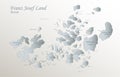 Franz Josef Land map, administrative division with names, white blue card paper 3D