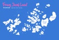 Franz Josef Land map, island whit names, blue background