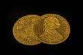 Franz Joseph I, Austro-Hungarian golden ducats from 1915 Royalty Free Stock Photo