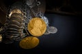 Franz Joseph I, Austro-Hungarian golden ducats from 1915 with silver jewelery Royalty Free Stock Photo