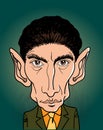 Franz Kafka cartoon portrait, vector Royalty Free Stock Photo