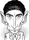 Franz Kafka Cartoon portrait. Vector