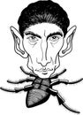 Franz Kafka, samsa caricatures, vector Royalty Free Stock Photo