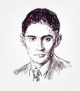 Franz Kafka sketch style vector portrait isolated