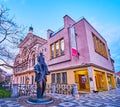 Franz Kafka Statue in Josefov Jewish Quarter, on March 5 in Prague, Czech Republic Royalty Free Stock Photo