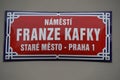 Franz kafka street sign in prague Royalty Free Stock Photo