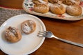 FranzbrÃ¶tchen: sweet pastries, with hazelnuts and cinnamon, ready to serve Royalty Free Stock Photo