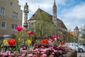 Franziskanerkirche and old town in Rothenburg ob der Tauber, Germany