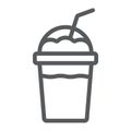 Frappe line icon, coffee and cafe, cream coffee