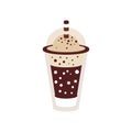 Frappuccino with ice in takeaway cup vector Illustration