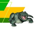 Alligator design, yellow green geometry and white background