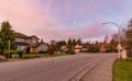 Beautiful Street view in the Residential Neighborhood Royalty Free Stock Photo