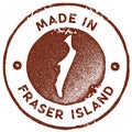 Fraser Island map vintage stamp.