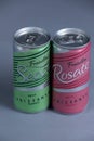 Fratellini Secco, Frizzante, cans of white and red wine, isolated Royalty Free Stock Photo