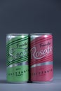 Fratellini Secco, Frizzante, cans of white and red wine, isolated Royalty Free Stock Photo