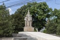 The `Fratii Buzesti` monument in Craiova, Romania.