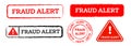 fraud alert red rubber stamp circle and square sign caution criminal extortion scam Royalty Free Stock Photo