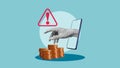 Fraud alert - Scam Phishing Caution Deception Concept. Scam alert, software warning and fraud prevention Royalty Free Stock Photo