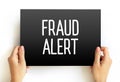 Fraud Alert text on card, concept background Royalty Free Stock Photo