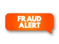 Fraud Alert text message bubble, concept background Royalty Free Stock Photo