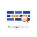 Fraud detection concept, analysis services, vector illustration