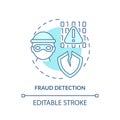 Fraud detection turquoise concept icon