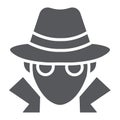 Fraud glyph icon, anonymity and agent, spy sign, vector graphics, a solid pattern on a white background.