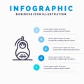 Fraud, Grenade, Matrioshka, Peace, Russia Line icon with 5 steps presentation infographics Background