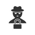 Fraud hacker icon in flat style. Spy vector illustration on isolated background. Cyber defend business concept