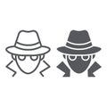 Fraud line and glyph icon, anonymity and agent, spy sign, vector graphics, a linear pattern on a white background.