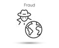 Fraud line icon. Spy, thief or hacker sign. Cyber hack symbol. Vector