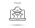 Fraud line icon. Spy, thief or hacker sign. Cyber hack symbol. Vector