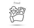 Fraud line icon. Spy of thief sign. Cyber hack symbol. Vector