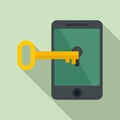 Fraud locked phone icon, flat style Royalty Free Stock Photo